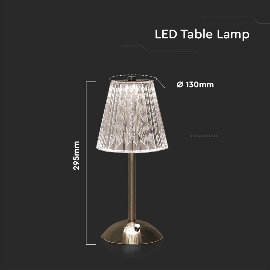 LED Димируема акумулаторна настолна touch лампа LED/2,4W/5V 3000-6000K 1800 mAh лъскав хром
