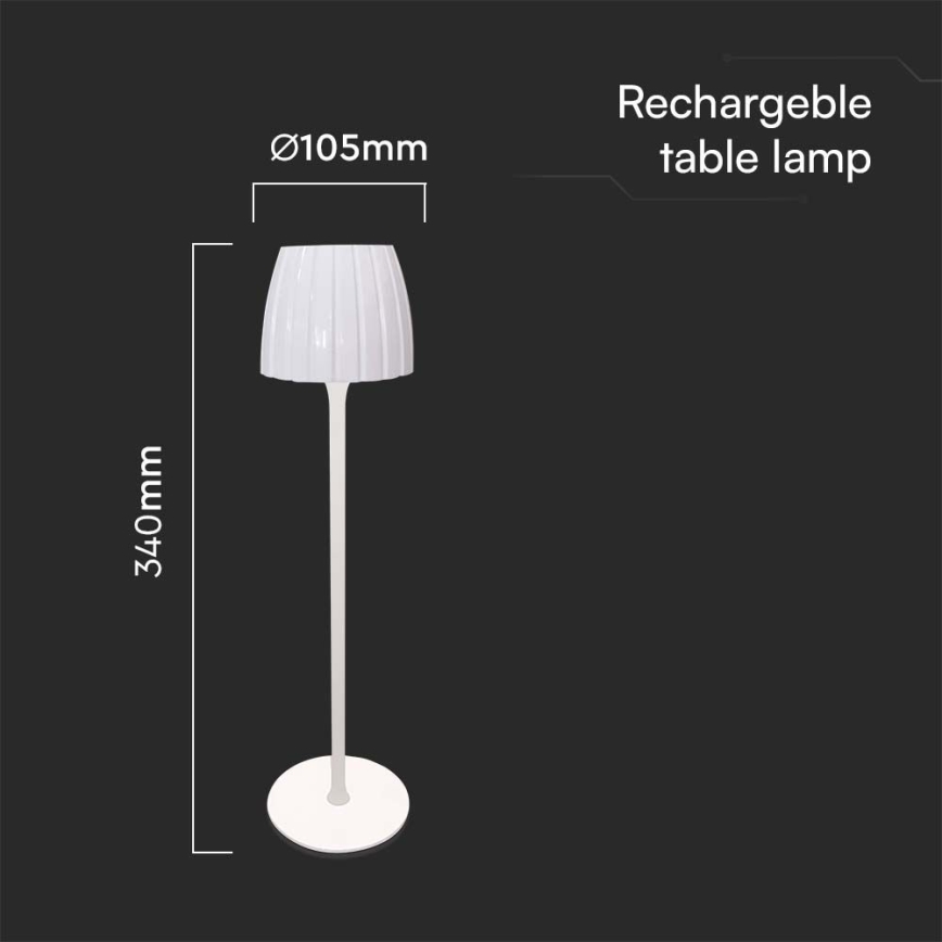 LED Димируема акумулаторна настолна touch лампа LED/2,7W/5V 3000/4000/6000K 1800 mAh бял