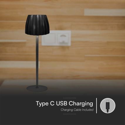 LED Димируема акумулаторна настолна touch лампа LED/2,7W/5V 3000/4000/6000K 1800 mAh черен