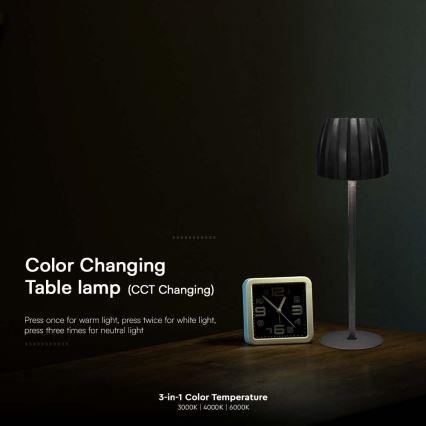 LED Димируема акумулаторна настолна touch лампа LED/2,7W/5V 3000/4000/6000K 1800 mAh черен