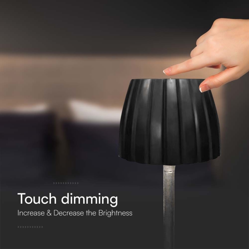 LED Димируема акумулаторна настолна touch лампа LED/2,7W/5V 3000/4000/6000K 1800 mAh черен