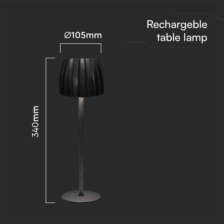 LED Димируема акумулаторна настолна touch лампа LED/2,7W/5V 3000/4000/6000K 1800 mAh черен
