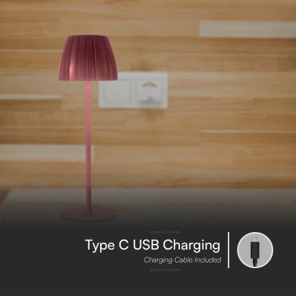 LED Димируема акумулаторна настолна touch лампа LED/2,7W/5V 3000/4000/6000K 1800 mAh кафяв