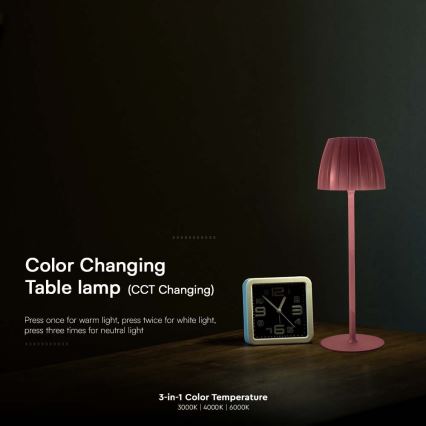LED Димируема акумулаторна настолна touch лампа LED/2,7W/5V 3000/4000/6000K 1800 mAh кафяв