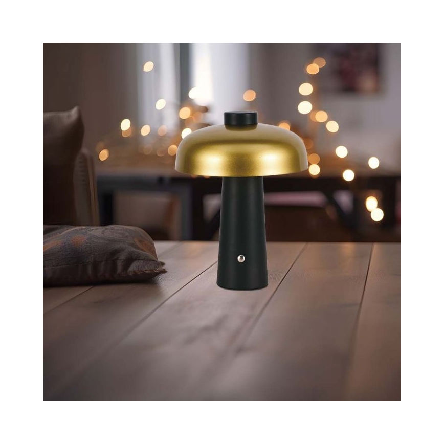 LED Димируема акумулаторна настолна touch лампа LED/3W/5V 3000-6000K 1800 mAh черен/златист