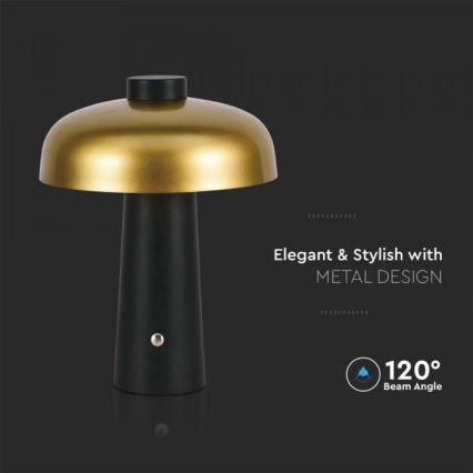 LED Димируема акумулаторна настолна touch лампа LED/3W/5V 3000-6000K 1800 mAh черен/златист