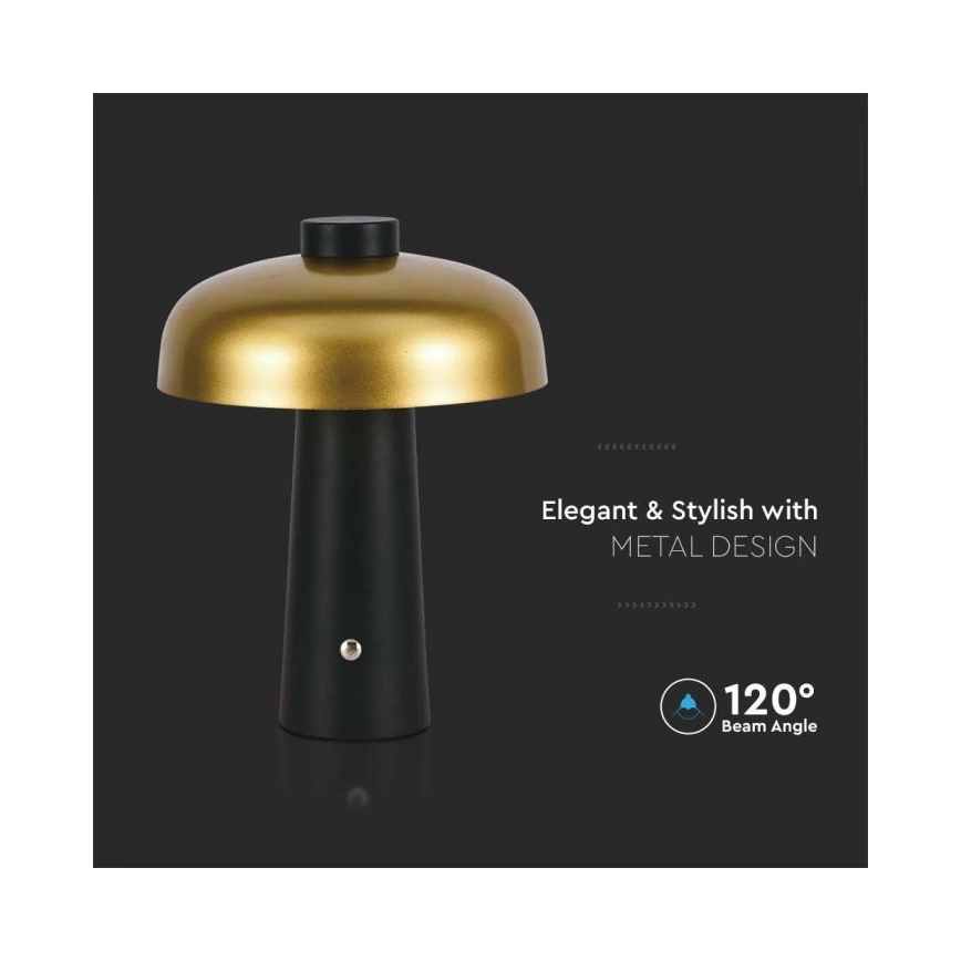 LED Димируема акумулаторна настолна touch лампа LED/3W/5V 3000-6000K 1800 mAh черен/златист