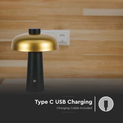 LED Димируема акумулаторна настолна touch лампа LED/3W/5V 3000-6000K 1800 mAh черен/златист