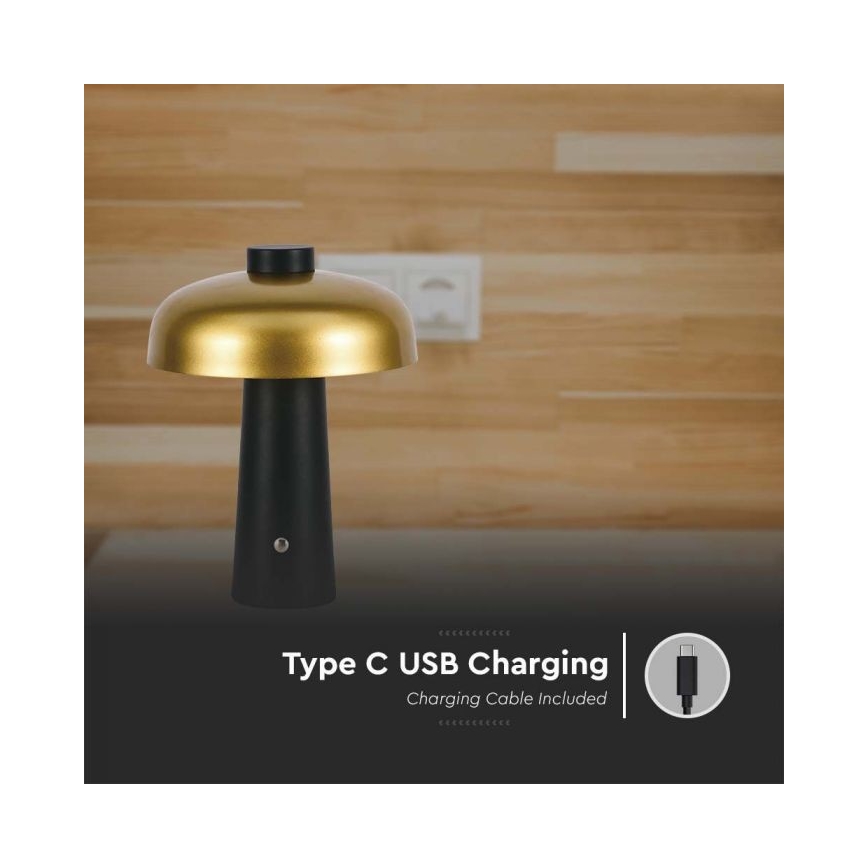 LED Димируема акумулаторна настолна touch лампа LED/3W/5V 3000-6000K 1800 mAh черен/златист