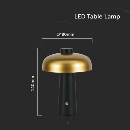 LED Димируема акумулаторна настолна touch лампа LED/3W/5V 3000-6000K 1800 mAh черен/златист