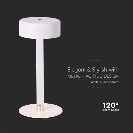 LED Димируема акумулаторна настолна touch лампа LED/3W/5V 3000-6000K 2400 mAh бял