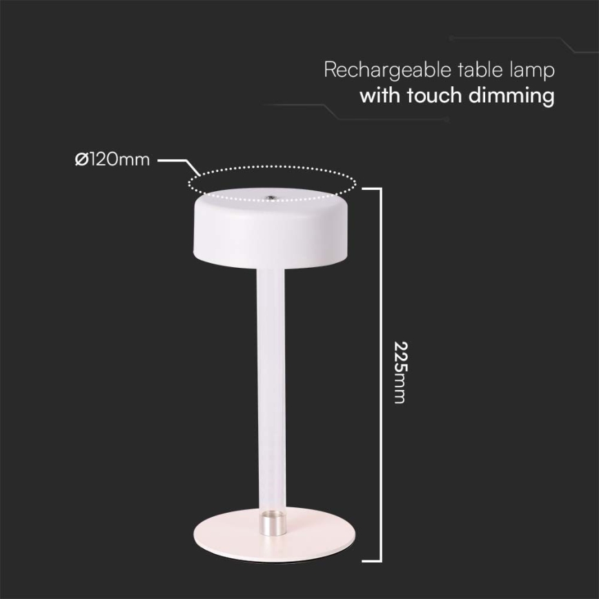 LED Димируема акумулаторна настолна touch лампа LED/3W/5V 3000-6000K 2400 mAh бял