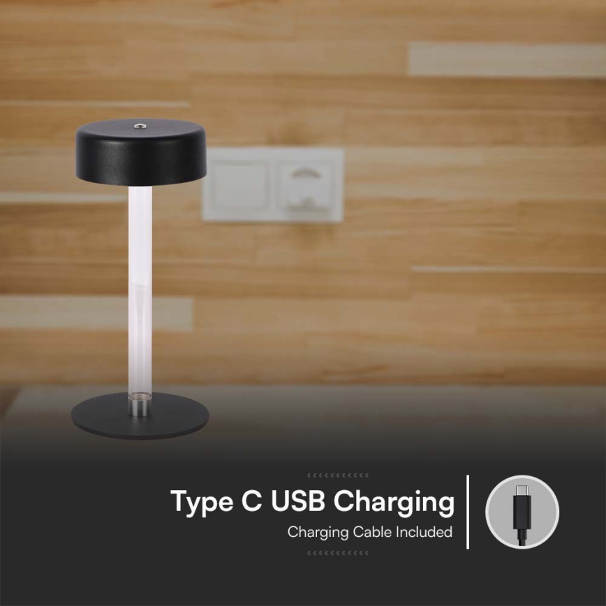 LED Димируема акумулаторна настолна touch лампа LED/3W/5V 3000-6000K 2400 mAh черен