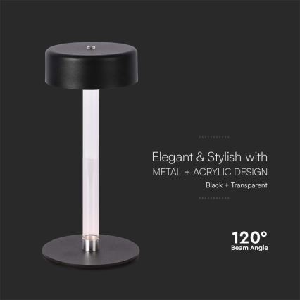 LED Димируема акумулаторна настолна touch лампа LED/3W/5V 3000-6000K 2400 mAh черен