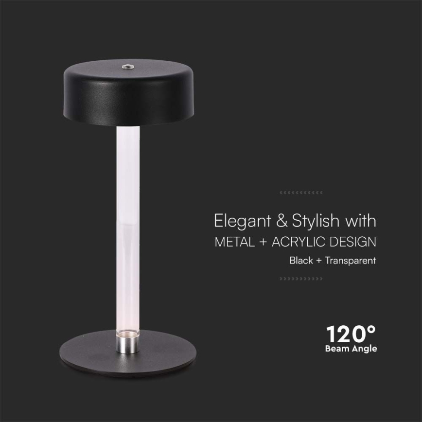 LED Димируема акумулаторна настолна touch лампа LED/3W/5V 3000-6000K 2400 mAh черен