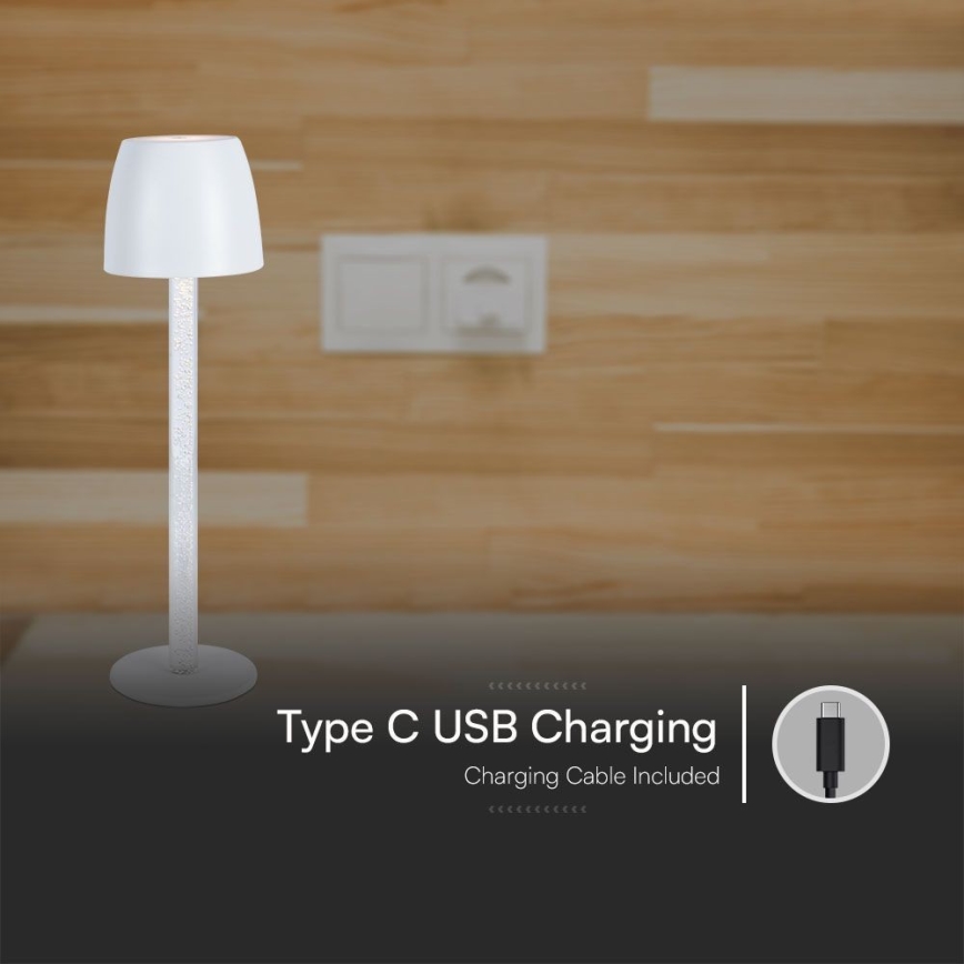 LED Димируема акумулаторна настолна touch лампа LED/3W/5V 3000K 1800 mAh бял