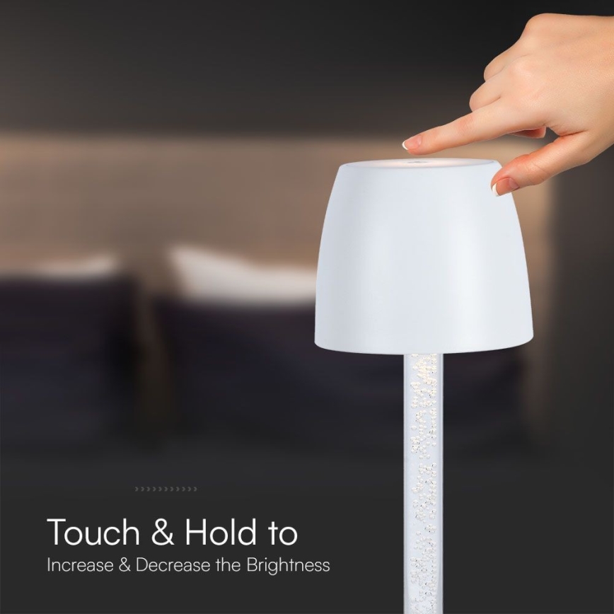 LED Димируема акумулаторна настолна touch лампа LED/3W/5V 3000K 1800 mAh бял