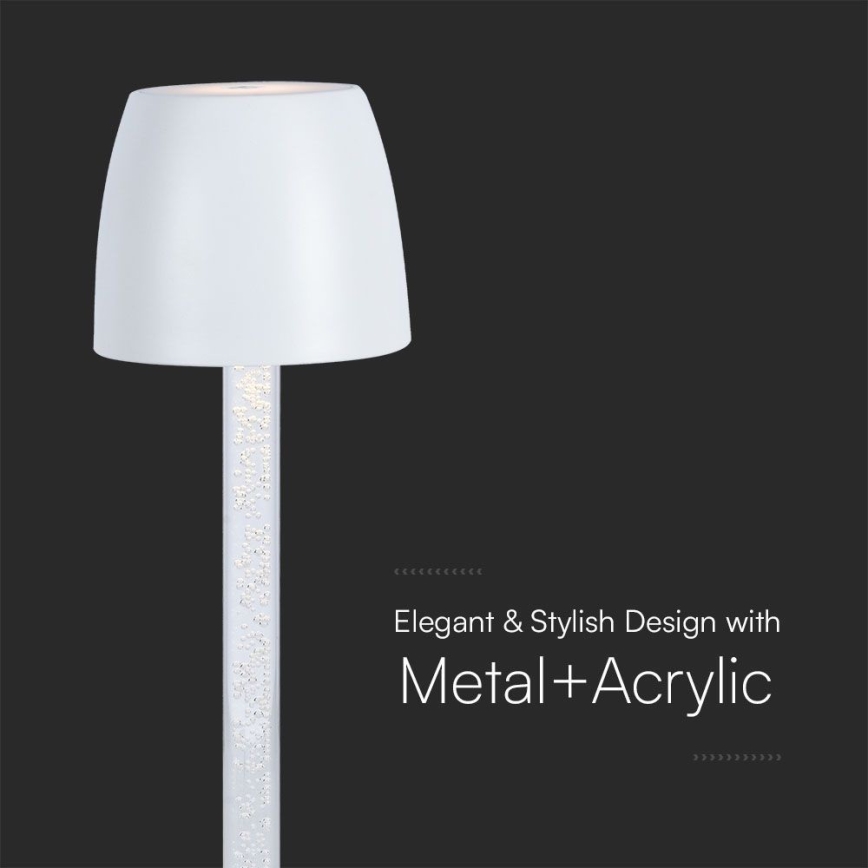 LED Димируема акумулаторна настолна touch лампа LED/3W/5V 3000K 1800 mAh бял