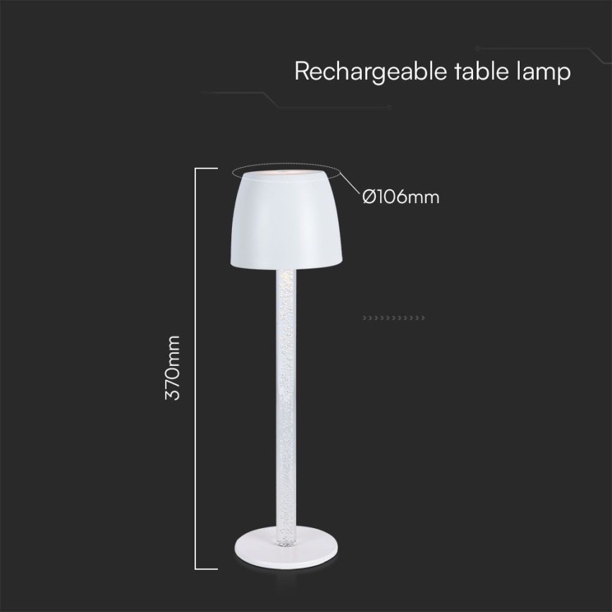 LED Димируема акумулаторна настолна touch лампа LED/3W/5V 3000K 1800 mAh бял