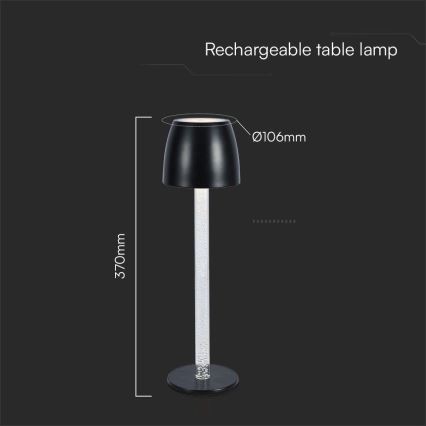LED Димируема акумулаторна настолна touch лампа LED/3W/5V 3000K 1800 mAh черен