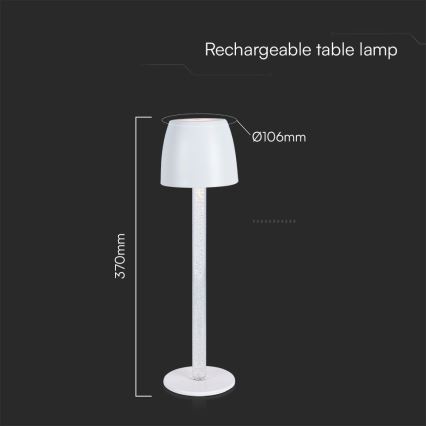 LED Димируема акумулаторна настолна touch лампа LED/3W/5V 3000K 1800 mAh черен
