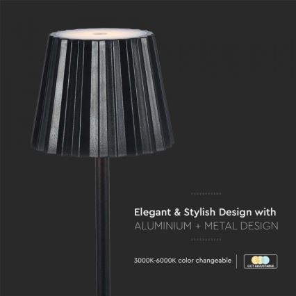 LED Димируема акумулаторна настолна touch лампа LED/4W/5V 3000-6000K 1800 mAh черен