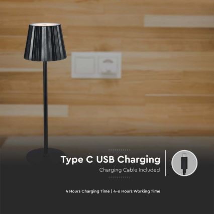 LED Димируема акумулаторна настолна touch лампа LED/4W/5V 3000-6000K 1800 mAh черен