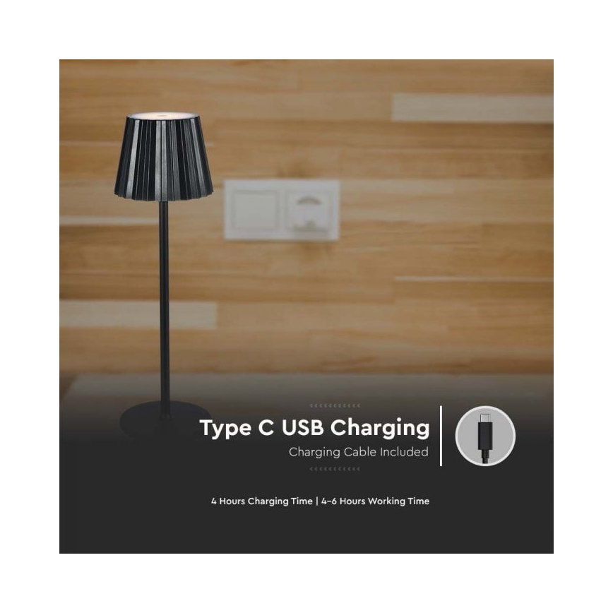 LED Димируема акумулаторна настолна touch лампа LED/4W/5V 3000-6000K 1800 mAh черен