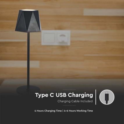 LED Димируема акумулаторна настолна touch лампа LED/4W/5V 3000-6000K 1800 mAh черен