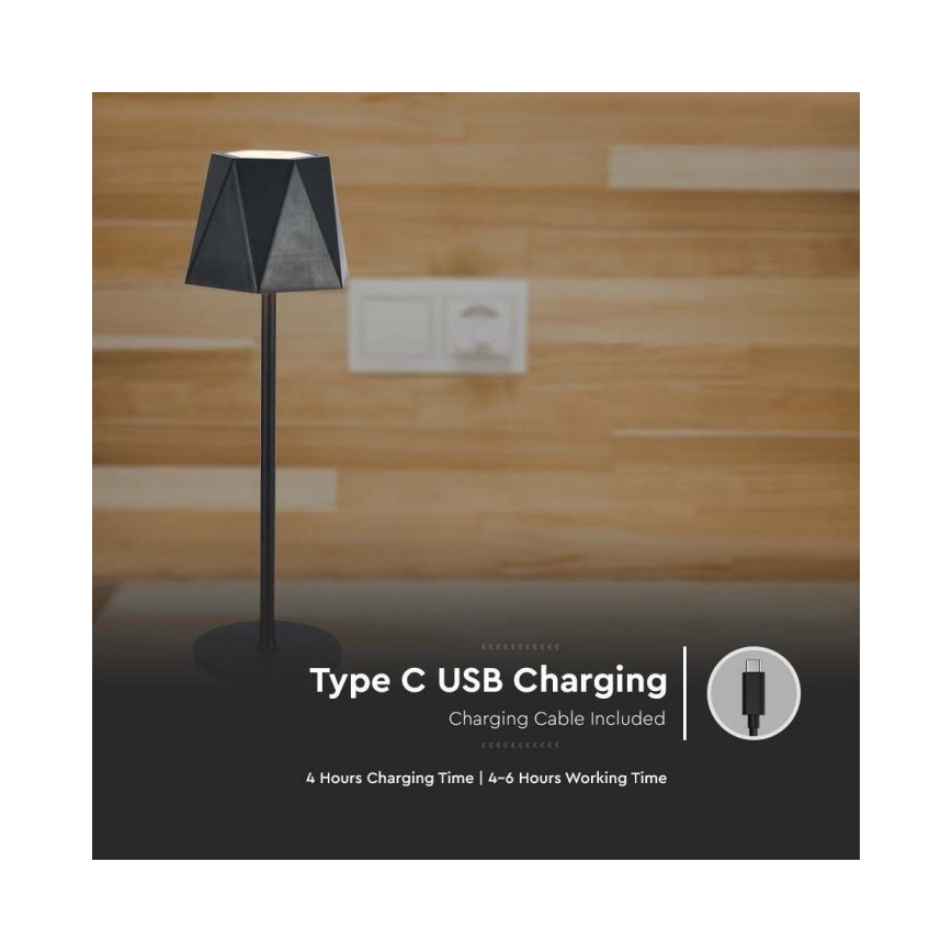 LED Димируема акумулаторна настолна touch лампа LED/4W/5V 3000-6000K 1800 mAh черен
