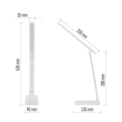 LED Димируема акумулаторна настолна лампа LED/5W/3,7V 3000K/4000K/6500K 800mAh бял