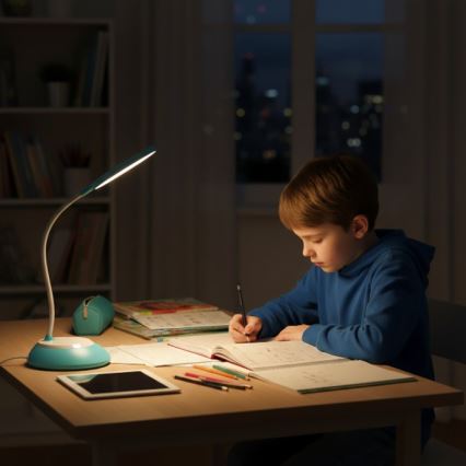 LED Димируема акумулаторна настолна лампа VISUA LED/5W/5V 3000-5000K 1200 mAh син