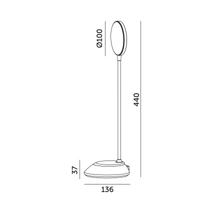LED Димируема акумулаторна настолна лампа VISUA LED/5W/5V 3000-5000K 1200 mAh черен