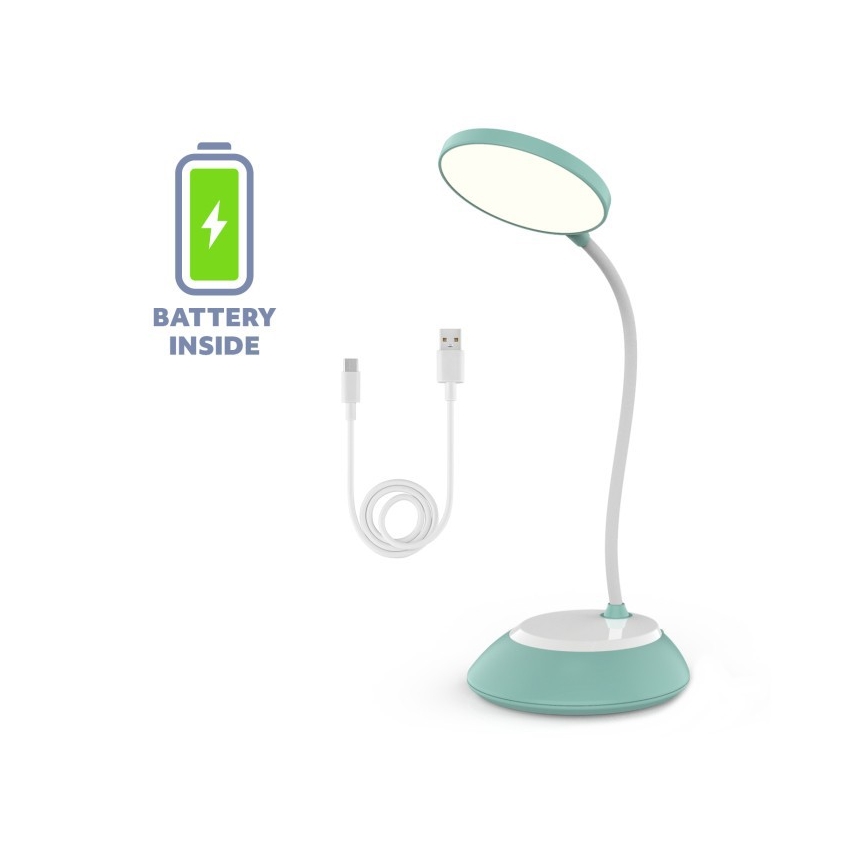 LED Димируема акумулаторна настолна лампа VISUA LED/5W/5V 3000-5000K 1200 mAh тюркоаз