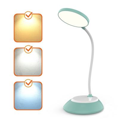 LED Димируема акумулаторна настолна лампа VISUA LED/5W/5V 3000-5000K 1200 mAh тюркоаз