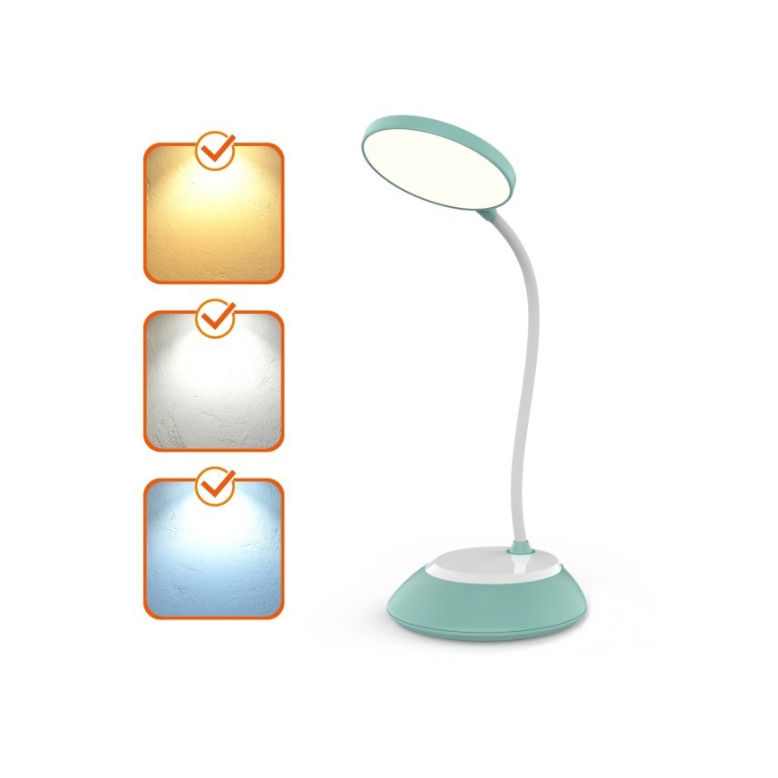 LED Димируема акумулаторна настолна лампа VISUA LED/5W/5V 3000-5000K 1200 mAh тюркоаз