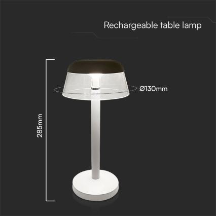 LED Димируема акумулаторна настолна сензорна лампа LED/3W/5V 3000-6000K 1800 mAh бял