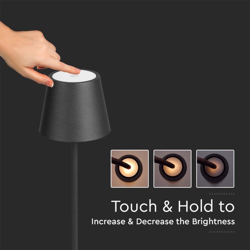 LED Димируема акумулаторна настолна touch лампа 3в1 LED/4W/5V 4400 mAh 3000K IP54 черен
