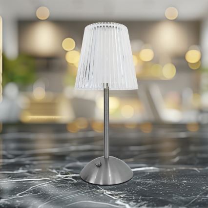 LED Димируема акумулаторна настолна touch лампа ELBA LED/1,6W/800 mAh матов хром/прозрачен