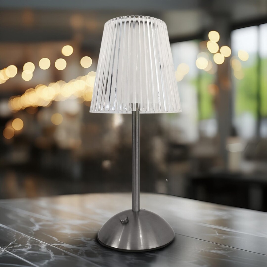 LED Димируема акумулаторна настолна touch лампа ELBA LED/1,6W/800 mAh матов хром/прозрачен