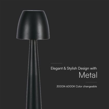 LED Димируема акумулаторна настолна touch лампа LED/3W/5V 3000-6000K 1800 mAh черен