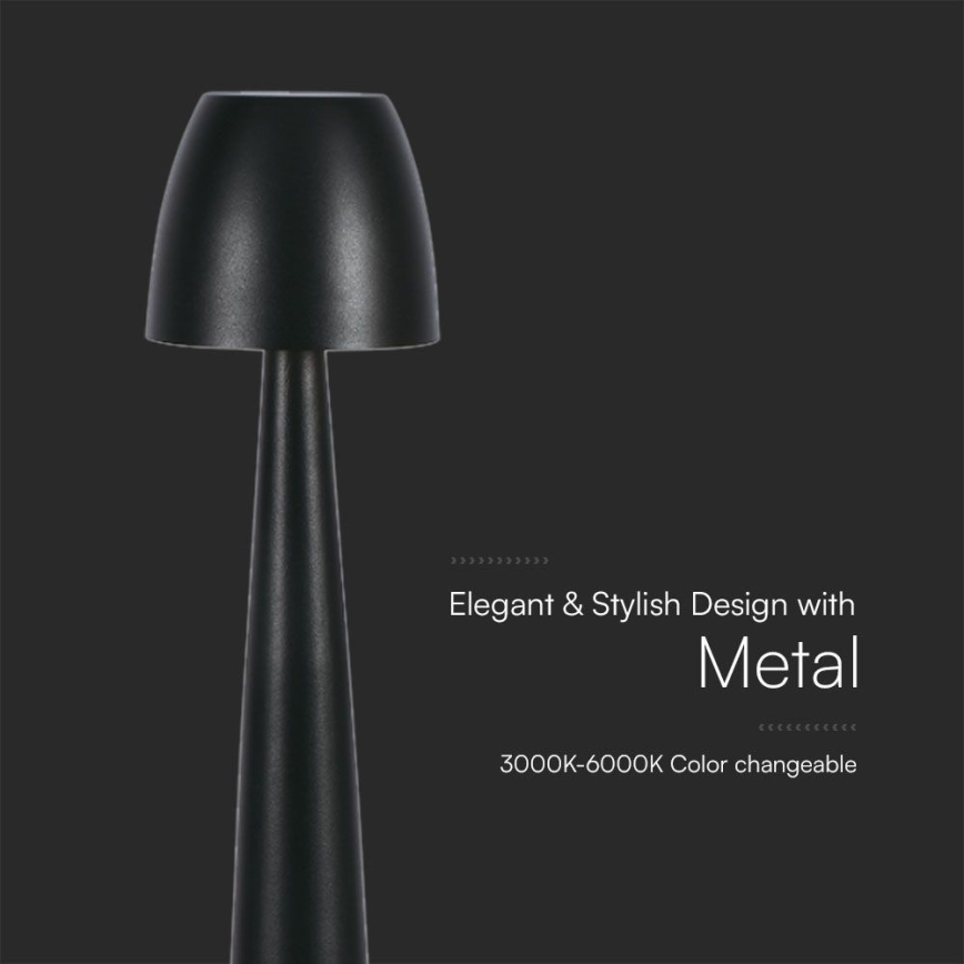 LED Димируема акумулаторна настолна touch лампа LED/3W/5V 3000-6000K 1800 mAh черен