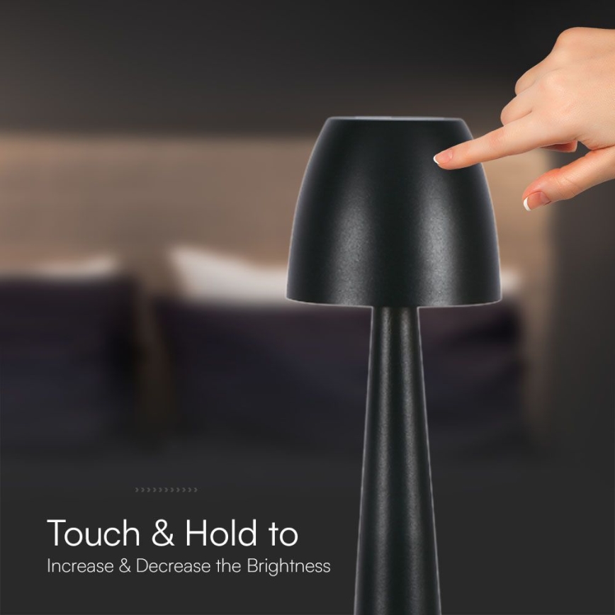 LED Димируема акумулаторна настолна touch лампа LED/3W/5V 3000-6000K 1800 mAh черен