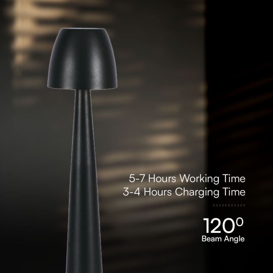 LED Димируема акумулаторна настолна touch лампа LED/3W/5V 3000-6000K 1800 mAh черен