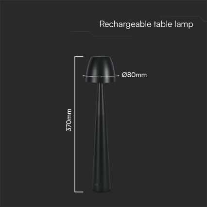 LED Димируема акумулаторна настолна touch лампа LED/3W/5V 3000-6000K 1800 mAh черен