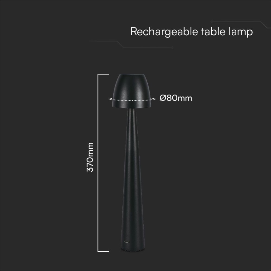LED Димируема акумулаторна настолна touch лампа LED/3W/5V 3000-6000K 1800 mAh черен