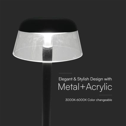 LED Димируема акумулаторна настолна touch лампа LED/3W/5V 3000-6000K 1800 mAh черен