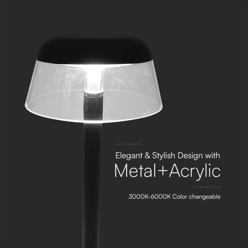 LED Димируема акумулаторна настолна touch лампа LED/3W/5V 3000-6000K 1800 mAh черен