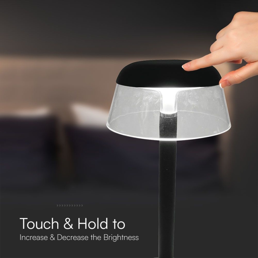 LED Димируема акумулаторна настолна touch лампа LED/3W/5V 3000-6000K 1800 mAh черен