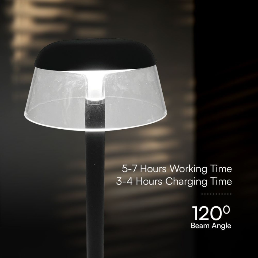 LED Димируема акумулаторна настолна touch лампа LED/3W/5V 3000-6000K 1800 mAh черен